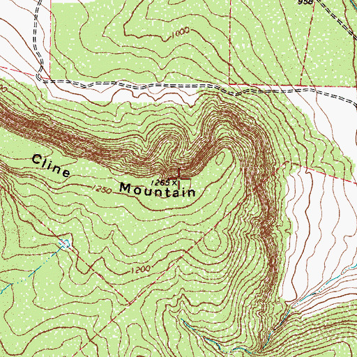 Topographic Map of Cline Mountain, TX