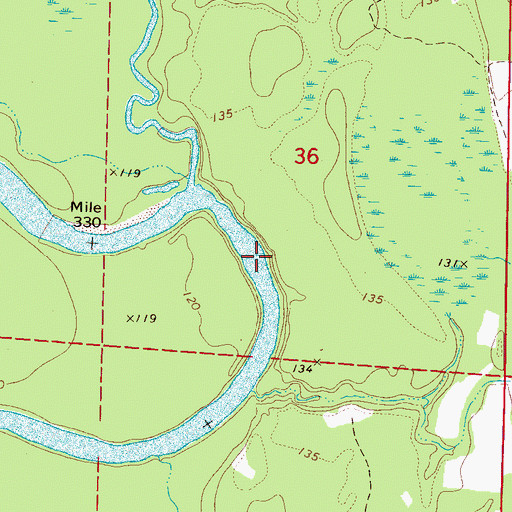 Topographic Map of Big Creek Bar, AL