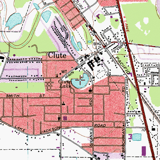 Topographic Map of Clute Lake, TX