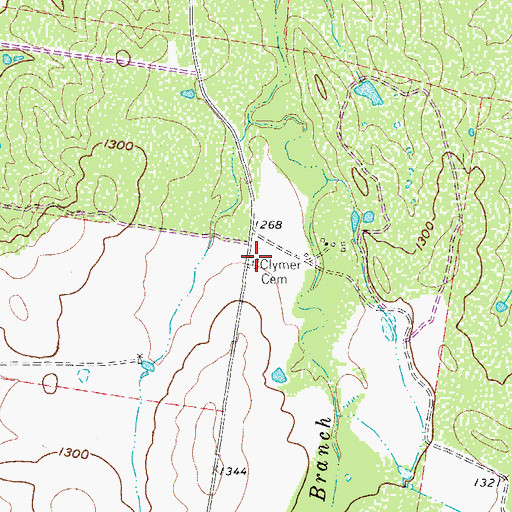 Topographic Map of Clymer Cemetery, TX