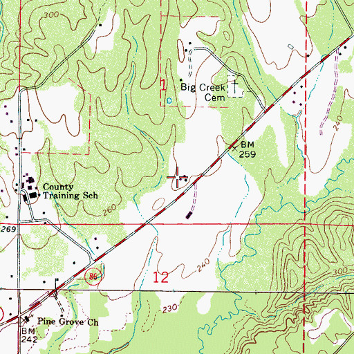 Topographic Map of Big Creek School, AL