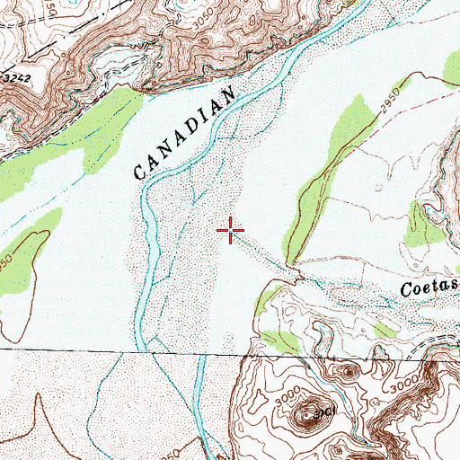 Topographic Map of Coetas Creek, TX