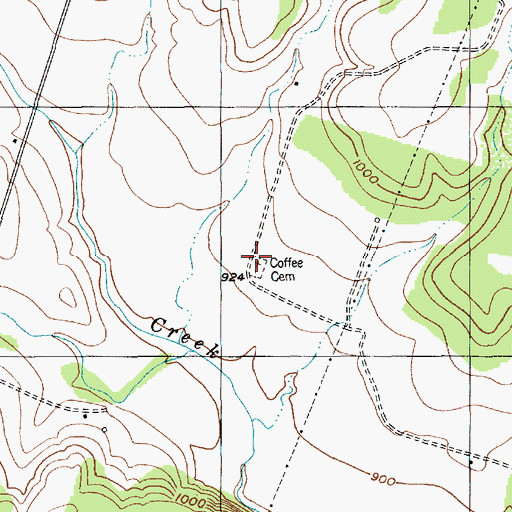 Topographic Map of Coffee Cemetery, TX
