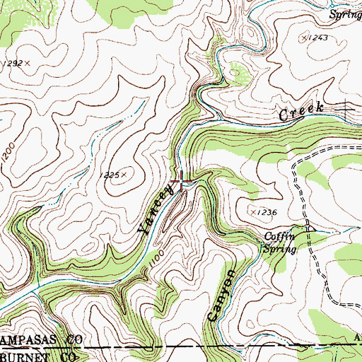 Topographic Map of Coffin Springs Canyon, TX