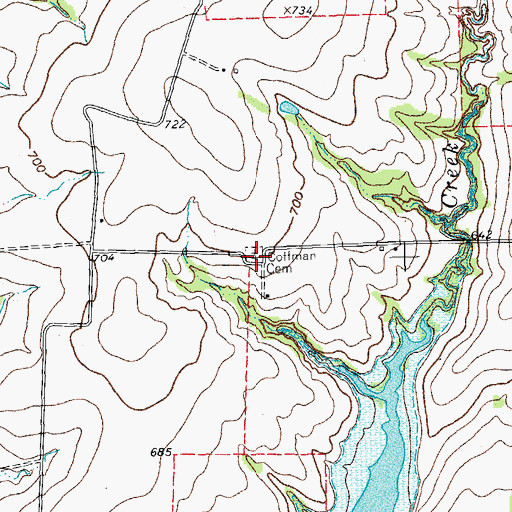 Topographic Map of Coffman Cemetery, TX