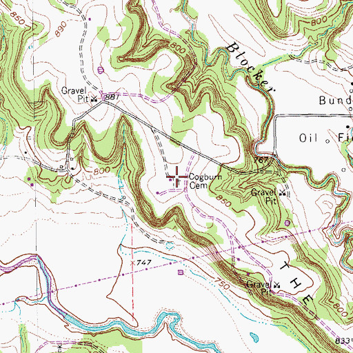 Topographic Map of Cogburn Cemetery, TX