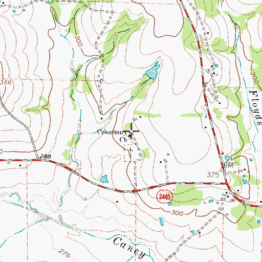 Topographic Map of Cokesbury Church, TX