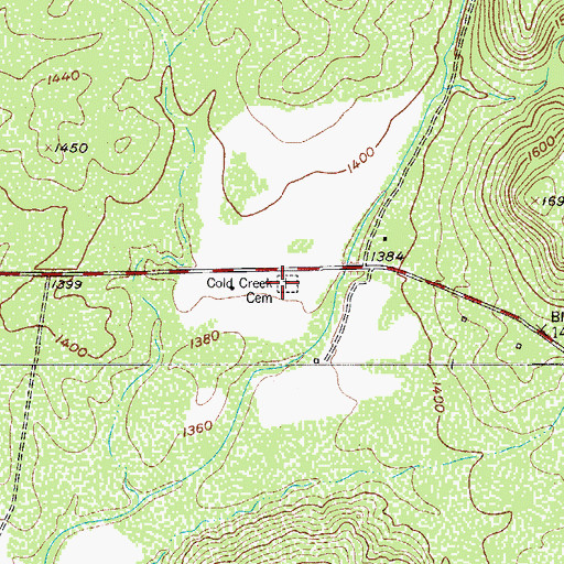 Topographic Map of Cold Creek Cemetery, TX