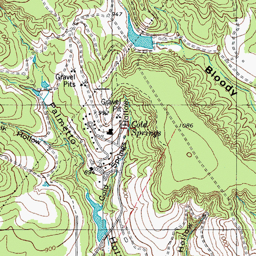 Topographic Map of Cold Springs, TX