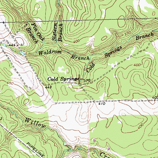 Topographic Map of Cold Springs, TX