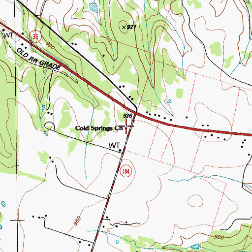 Topographic Map of Cold Springs Church, TX