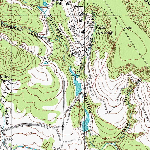Topographic Map of Cold Springs Hollow, TX