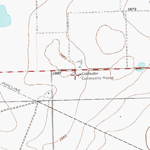 Topographic Map of Coldwater Community House, TX