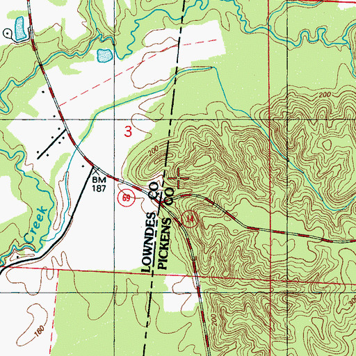 Topographic Map of Brookshire Cemetery, AL