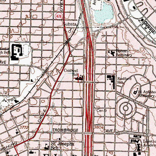 Topographic Map of Coldwell School, TX