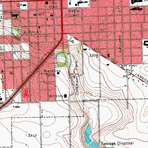 Topographic Map of Coleman Park, TX
