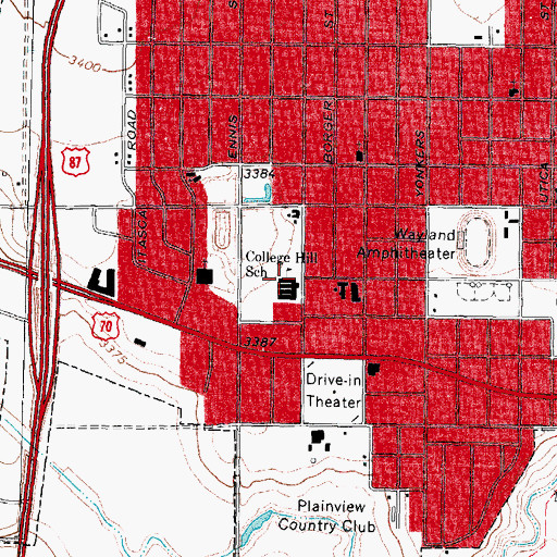 Topographic Map of College Hill School, TX
