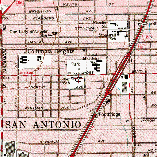 Topographic Map of Collier School, TX