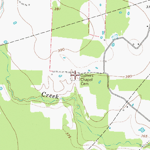 Topographic Map of Colliers Chapel Cemetery, TX