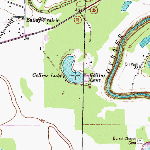 Topographic Map of Collins Lake, TX