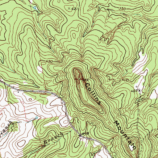 Topographic Map of Collins Mountain, TX