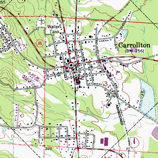Topographic Map of Carrollton High School, AL