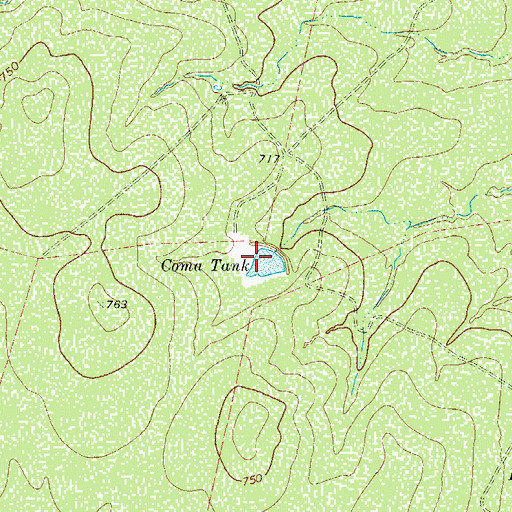 Topographic Map of Coma Tank, TX