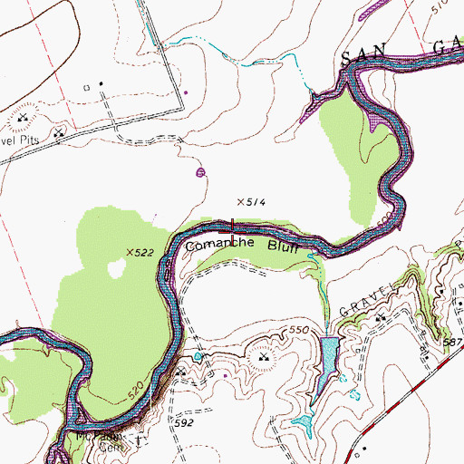 Topographic Map of Comanche Bluff, TX