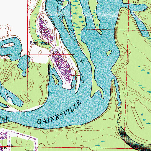 Topographic Map of Catfish Bar, AL