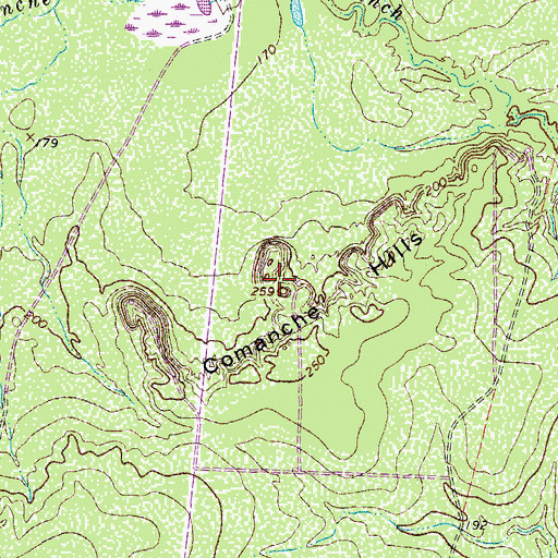 Topographic Map of Comanche Hills, TX