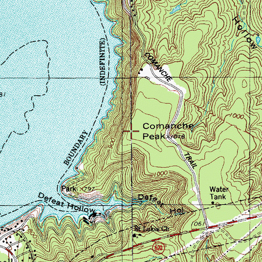 Topographic Map of Comanche Peak, TX