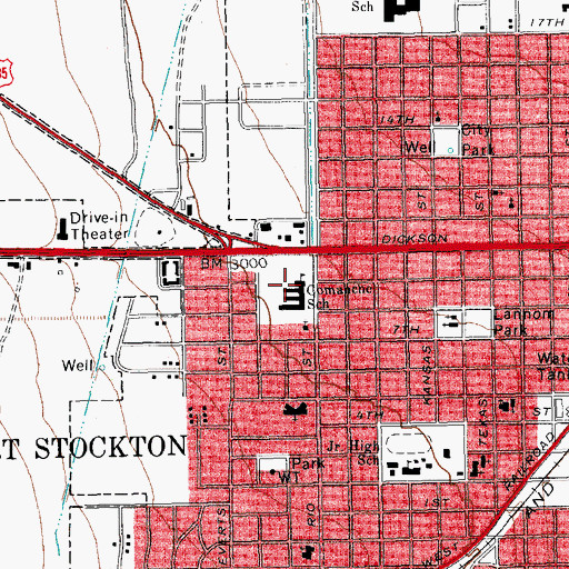 Topographic Map of Comanche School, TX
