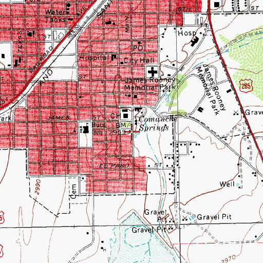 Topographic Map of Comanche Springs, TX