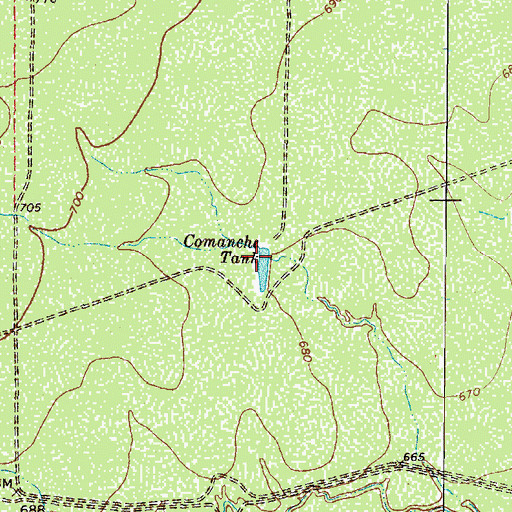 Topographic Map of Comanche Tank, TX
