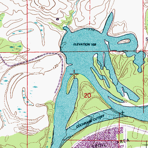 Topographic Map of Catfish Bend, AL
