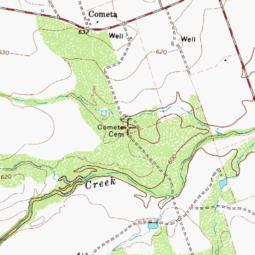 Topographic Map of Cometa Cemetery, TX