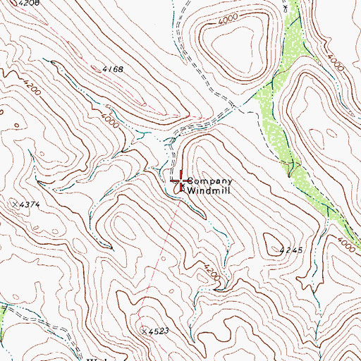 Topographic Map of Company Windmill, TX