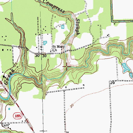 Topographic Map of Compress Slough, TX