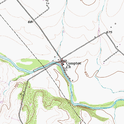 Topographic Map of Compton Church, TX