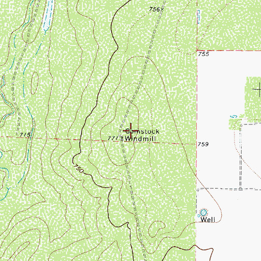 Topographic Map of Comstock Windmill, TX