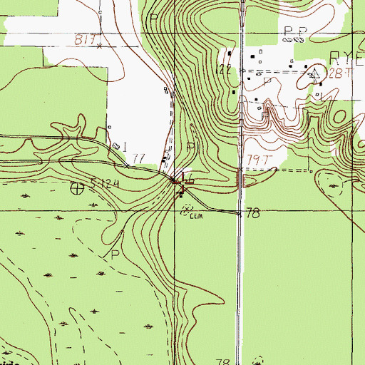Topographic Map of Concord Church, TX