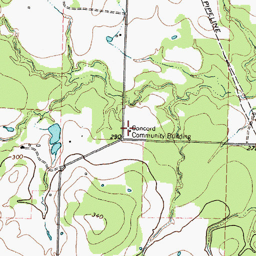 Topographic Map of Concord Community Building, TX