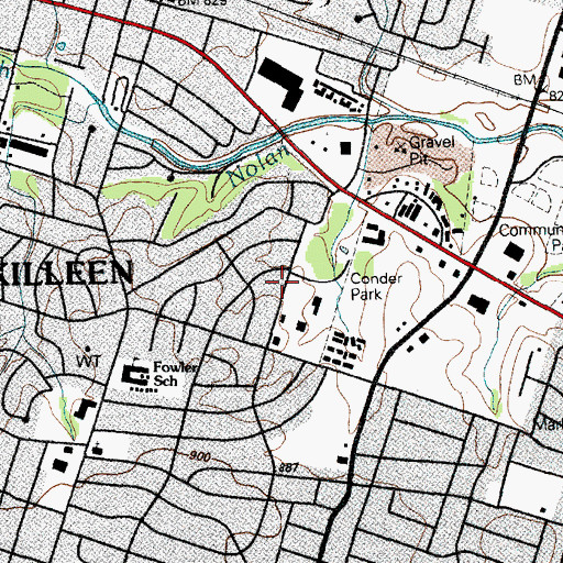 Topographic Map of Conder Park, TX