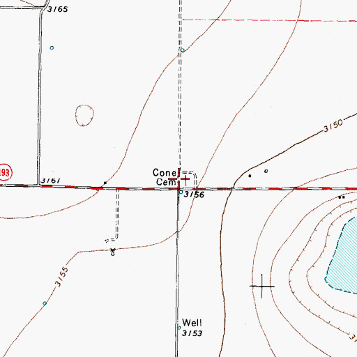Topographic Map of Cone Cemetery, TX