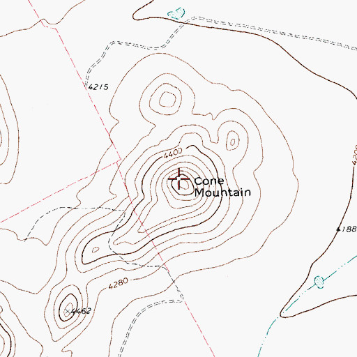 Topographic Map of Cone Mountain, TX
