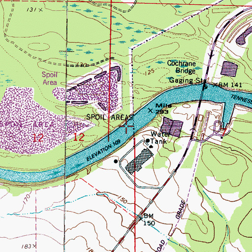 Topographic Map of Cedar Creek Shoals, AL