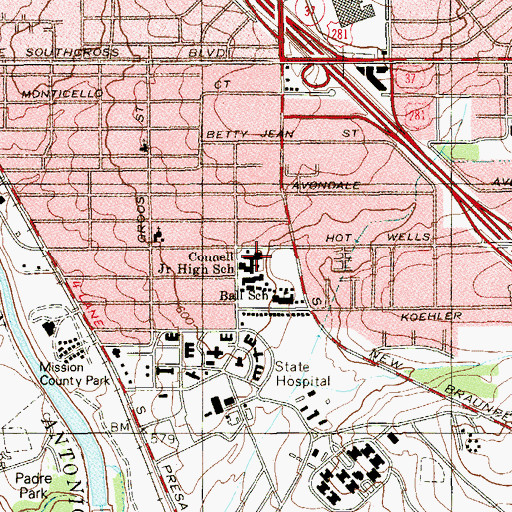 Topographic Map of Connell Junior High School, TX