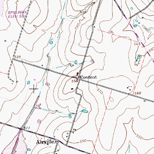 Topographic Map of Content, TX