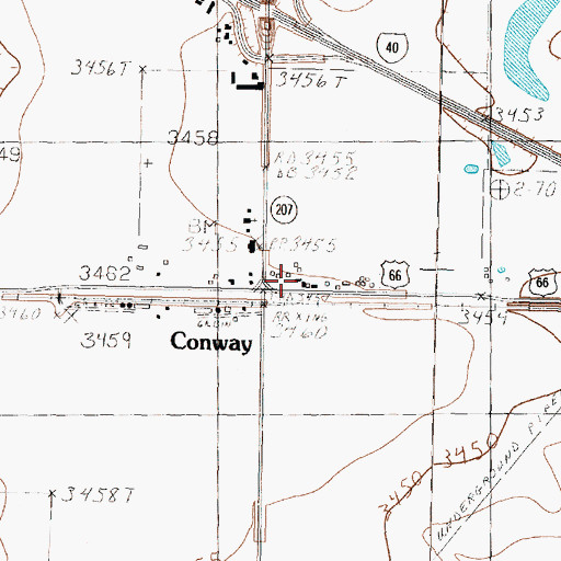 Topographic Map of Conway, TX