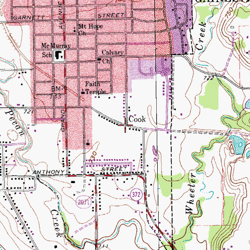 Topographic Map of Cook, TX